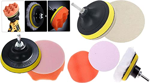 Image of DIY Crafts Pack of 4 Pcs 1 Kit, Multi Colour, Car Cleaning Felt & Wool Pad Foam Polishing Waxing Pad Kits Buffing Pad Polishing Wheel Sponge and(Pack of 4 Pcs 1 Kit, Multi Colour)