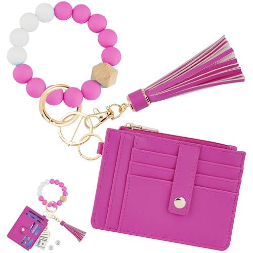 Image of KNGITRYI Wristlet Wallet for Women,RFID Keychain Wallet with Beaded Strap