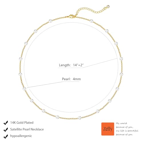 Image of Zeffy Pearl Necklace 4MM /6MM /8MM Dainty Round Imitation Pearl Choker Necklace Wedding Pearl Necklace Delicate Jewelry for Women Simple Bridesmaid Jewelry Gifts