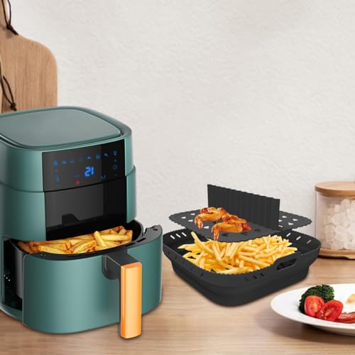 Silicone Air Fryer Liner with Divider – Reusable Square Liners Accessories for Ninja Speedi, COSORI, Tefal, Instant Vortex – BPA-Free Silicone Air Fryer Liner for Crispy, Grease-Free Cooking - Image 3