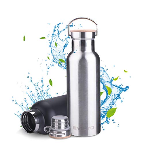 EVILTO Gourde INOX Isotherme-500ml/750ml?Bouteille d'eau Isolation sous Vide en Acier Inoxydable à Double Paroi Thermos Gourde Eau Sport école Bouteilles idéale pour Enfant, Adulte