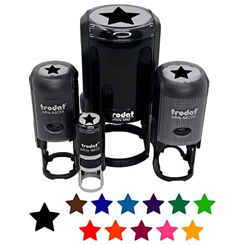 Star Shape Excellent Self-Inking Rubber Stamp Ink Stamper for Stamping Crafting Planners - 1/2 Inch Mini - Red Ink Cover