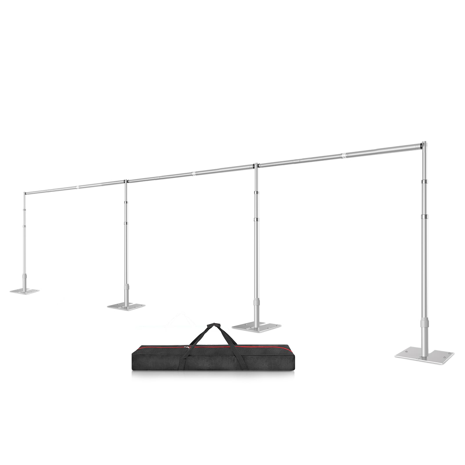 12x30 Pipe and Drape Stand Kit, Heavy Duty Backdrop Stand Adjustable, Sturdy Metal Back Drop Decoration Frame with Flat Base for Parties, Flower Wall, Wedding, Event,Trade Shows, Photo Shoot