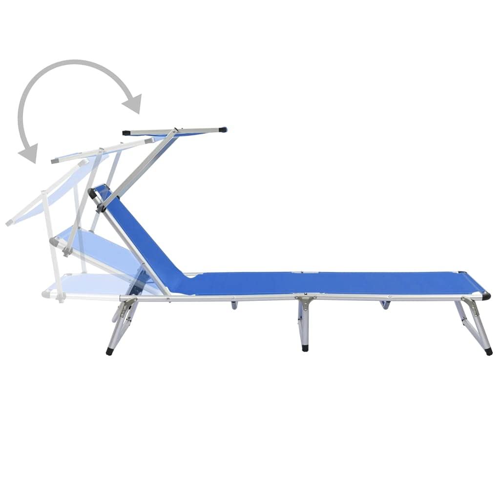 vidaXL Lettino Prendisole Pieghevole in Alluminio Textilene Blu Sdraio Seduta