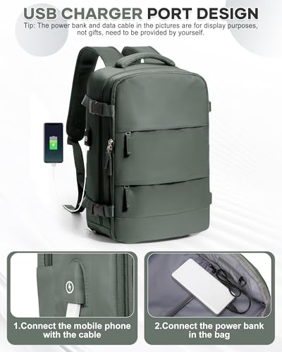 coowoz Vacuum Backpack with Pump Travel Backpack for Women Men Carry On Flight Approved Airplanes Compression Bags for Packing Personal item Travel Bag Essentials Olive Green4