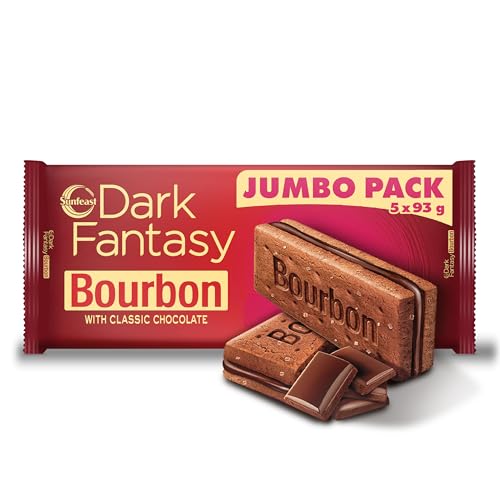 Image of Sunfeast Dark Fantasy Bourbon, Classic Biscuit Made With Real Chocolate, 500g
