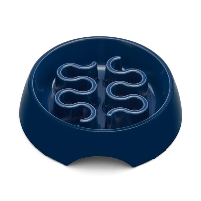 EveryYay Take it Slow Navy Plastic Slow Feeder Dog Bowl Small