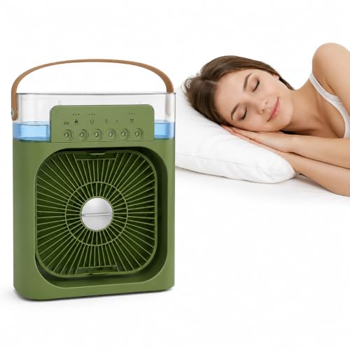 Image of DRUMSTONE Genz Luxurious 5 Years Warranty Mini Air Cooler | USB Powered Personal Air Cooler Fan | 3-Speed Portable Desktop Cooling Fan for Office, Bedroom, Hostel, Home & Travel GREEN