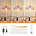 QIYIZM Pink Plug in Pendant Light Hanging Lights with Plug in Cord Boho Hanging Lamp Glass Gold Mid Century Modern Vintage Dimmable Flower Plug in Chandelier Ceiling Fixture for Living Room,Kitchen