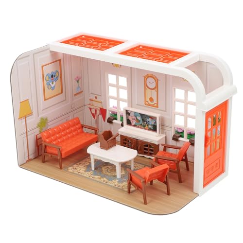 Kit mini-scène de salon miniature en plastique avec décor de fond pour maison de poupée