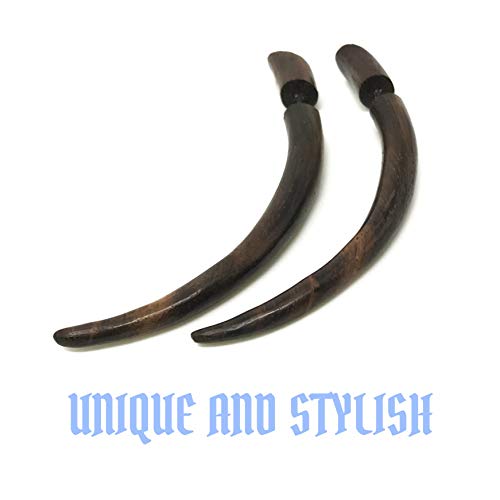 UMBRELLALABORATORY Natural Wooden Stud Tribal Earrings Fake Plug Gauge Taper Boho Gothic Jewelry4