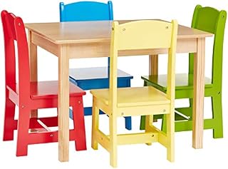 Phoenix Home Fermo Kid’s Natural Wood Table and Primary-Color Chair Set