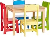 Phoenix Home Fermo Kid's Natural Wood Table and Primary-Color Chair Set (Red, Yellow, Green, Blue)