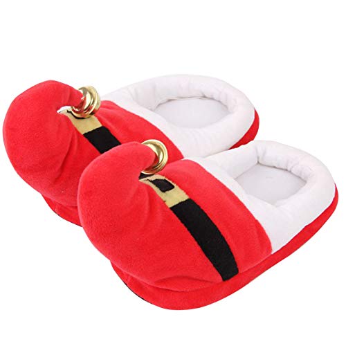 Leeofty Chinelos femininos de inverno, chinelos de elfo de natal, lã macia e quente, sapatilhas inte