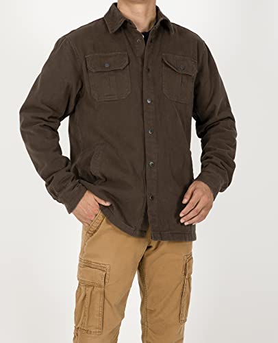 Zenthace Mens Shirt Jacket Cotton Lightweight Flannel Lined Ripstop Canvas Twill Fall Work Jacket Trucker Jackets Brown Xl #TOP4