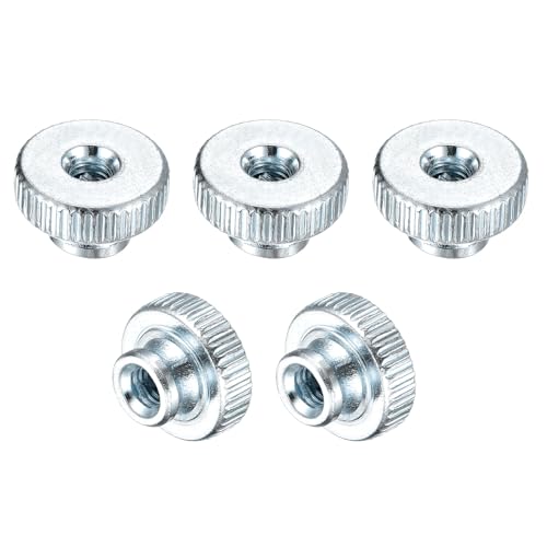 sourcing map Knurled Thumb Nuts, 5Pcs M3 x 11 x 6mm Carbon Steel Knurled Nut, Adjusting Round Knobs Fasteners Nuts for 3D Printer Parts, Blue White