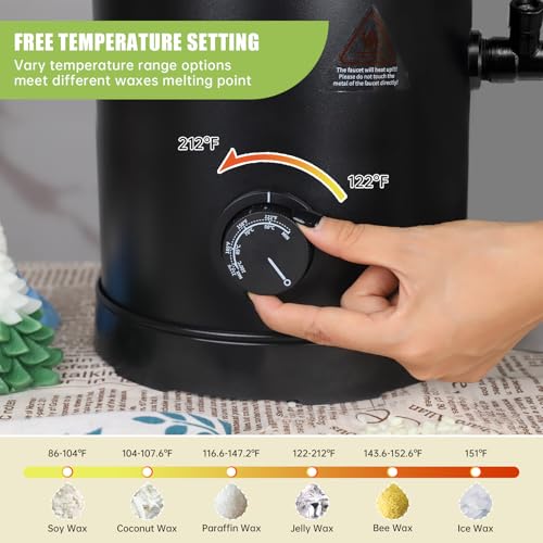 TOAUTO Wax Melter for Candle Making Large Wax Melting Furnace with Quick Pour Spout & Temp Control,10Lbs Capacity for Candle Business Fast Easy Clean(Stirring Spoon+ Cotton Wick) - Image 6
