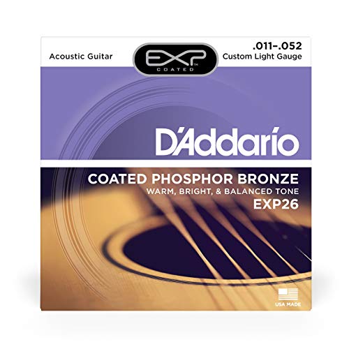 Image of D'Addario EXP26 Coated Phosphor Bronze Acoustic Guitar Strings, Custom Light, 11-52