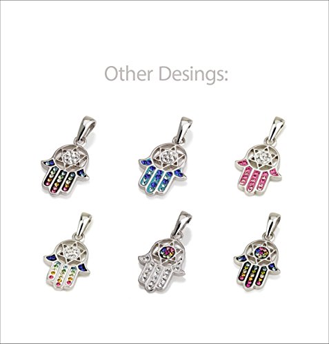 Hamsa Pendentif Argent Sterling avec Cristaux Blancs Idée Cadeau Anniversaire - 2