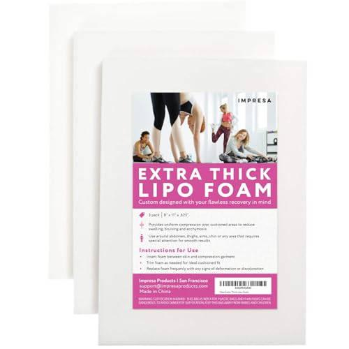 [3 Pack] Extra Thick Lipo Foam - Post Surgery Ab Board for Use with Post Liposuction Surgery Compression Garments Such As Fajas Colombianas, Phax and Lowla Coresets - Medical Grade Foam White