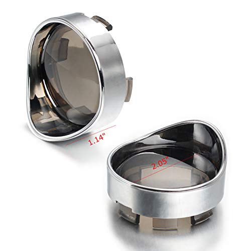 Nthreeauto 2 Inch Bullet Smoked Turn Signal Light Lens Cover With Chrome Visor Bezels Compatible With Harley Dyna Street Glide Road King #TOP1