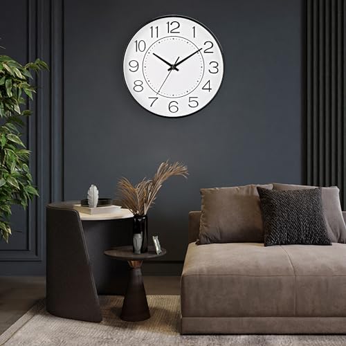 Image of HZDHCLH Modern Wall Clocks Battery Operated,10 inch White Clock for Wall,Silent Small Wall Clock for Living Room Bedroom Kitchen Office Nursery Decor | for Wall,Silent Small Wall Clock for Living Room Bedroom Kitchen Office Nursery Decor(Black and white)