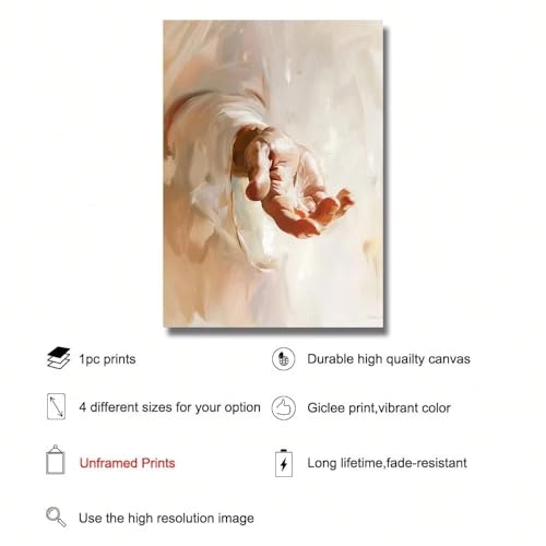 Art chrétien toile mains de Jésus-Christ 80x140 cm tableau minimaliste déco - 4