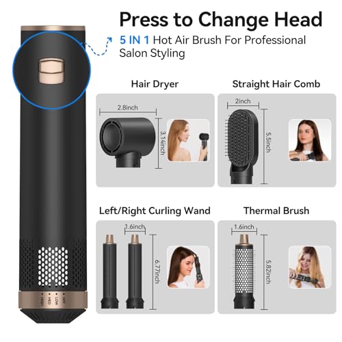 Image of Blow Dryer Brush 5 in 1: Ionic Hot Air Styler Hair Dryer Brush Blow Dryer Set for Curling Volumizing Straightening Styling