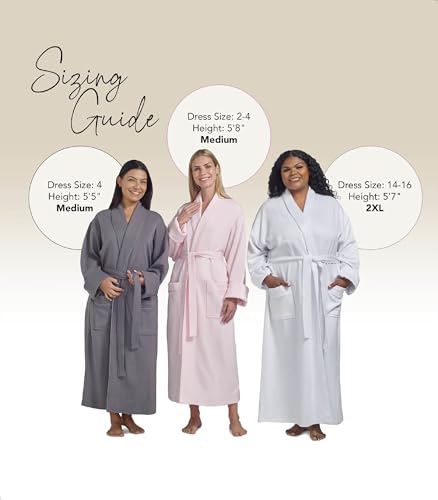 Boca Terry Women's Soft Waffle Knit Robe, Long Spa, Resort & Hotel Bathrobe, Luxury Bath Robe3
