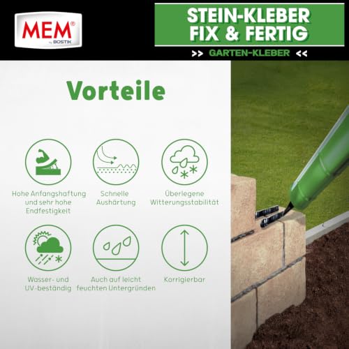 MEM Stein-Kleber Fix & Fertig Schwarz – 445 g – Für Steinelemente im Garten – Ansicht 4