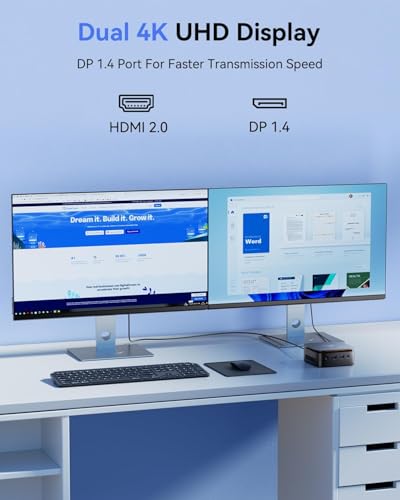 Image of KAMRUI Essenx E1 Mini PC, 16GB DDR4 RAM 512GB M.2 SSD, Mini Computer Twin Lake N150 (Beat N100 /N95,up to 3.6GHz), Desktop Computer Dual 4K, Ethernet, WiFi, Bluetooth for Business, Office, Home