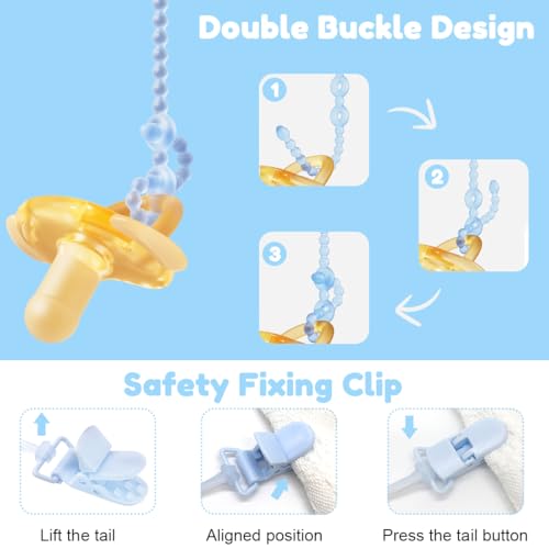 Image of SNOWIE SOFT 3Pcs Baby Teether Toy Chains for Stroller Baby Supplies Strap Chain with Clip BPA-Free Silicone Pacifier Holder Chain Multipurpose Anti-Lost Chain for Toy, Milk Bottle, Handkerchief