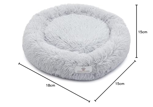pfoten&nasen® Wolke 7 Hundebett M [Hellgrau, 75 cm] – Flauschiges Donut-Kissen für mittelgroße Hunde – Waschbar mit abnehmbarem Bezug – Kuschelig & Rund