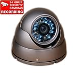 VideoSecu Dome Security Camera 600TVL Outdoor IR Infrared Built-in Color CCD Wide Angle High Resolution Day Night for CCTV DVR Surveillance System with Power Supply 1I6