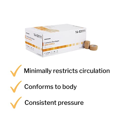 Mckesson Elastic Cohesive Bandages, Beige, Non-Sterile, 1 In X 5 Yds, 1 Count, 30 Packs, 30 Total #TOP2