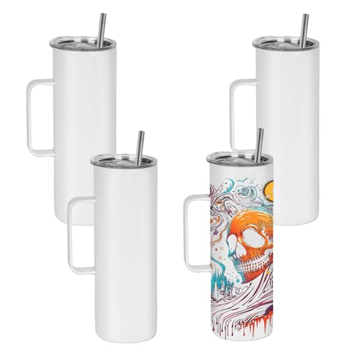 Lilsofee 4 Pack 20 oz Sublimation Blank Tumbler with Handle and Straw...