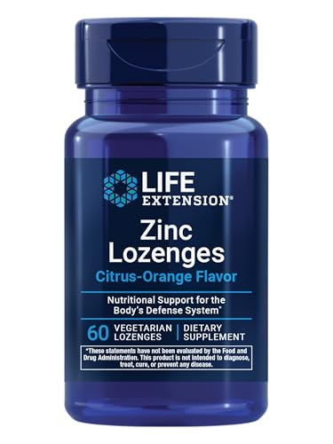 Life Extension Zinc Lozenges – Citrus-Orange Flavor – for Healthy Protein Synthesis & Immune Health - Inflammation Management Supplement - Gluten-Free, Non-GMO – 60 Vegetarian Lozenges