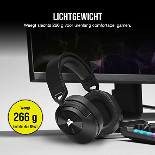 Corsair HS55 WIRELESS CORE Gaming-Headset - 2,4 Ghz Draadloos, Bluetooth bereik tot 15 meter, Lichtgewicht Constructie, Tempest 3D AudioTech Ondersteuning op PS5, Omnidirectionele Microfoon - Zwart - Afbeelding 6