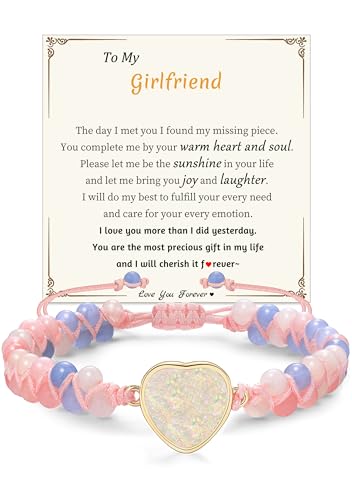 Sistble Gifts for Girlfriend, Romantic Gifts for Her Girlfriend Bracelet from Boyfriend Jasper Heart Bracelet Birthday Gift Ideas Beaded Bracelets Christmas Stocking Stuffers Jewelry