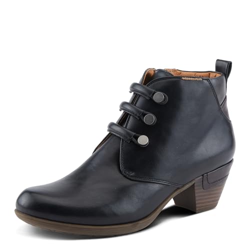 PATRIZIA Women's DEJAH Heeled Booties with Elastic Laces, Burnished Finish, and Zipper Closure