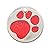 Personalised Engraved 25mm Glitter Paw Print Tag BOLD BLACK LETTERING Dog Cat Pet ID Tags (Red)