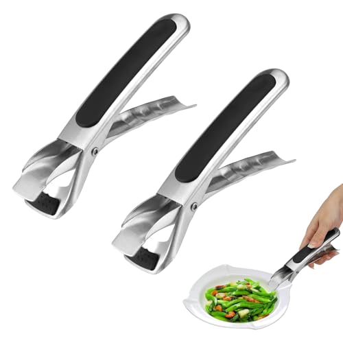 2 Pièces Pince Attrape Plat Chaud, Antidérapante, Pinces Anti-Brûlure en Acier Inoxydable, Pince Air Fryer, Anti-BrûLure Bol Clip de Cuisine pour Bol Chaud, Micro-Ondes, Four, Marmites