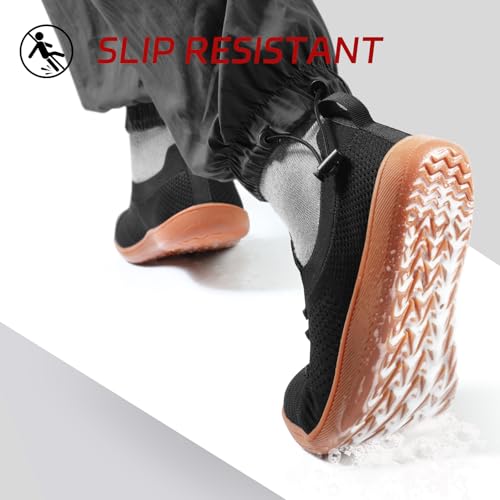 Non Slip Work Shoes for Women Wide Toe Box Food Service Shoes for Chef Kitchen, Restaurant, Hospital Black Slip Resistant Walking Zero Drop Sneakers 5w - 11w3