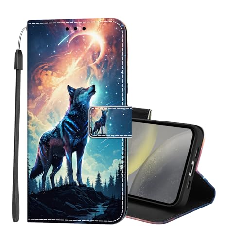 Lonrapa Coque pour Samsung Galaxy S23 5G Coloré Motif Etui Portefeuille Protection Housse en PU Cuir à Rabat Case Antichoc Cover avec Porte Carte Coque pour...