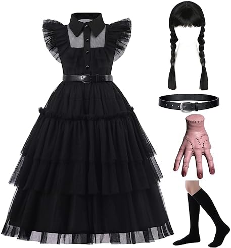 Wednesday Addams black dress kids costume