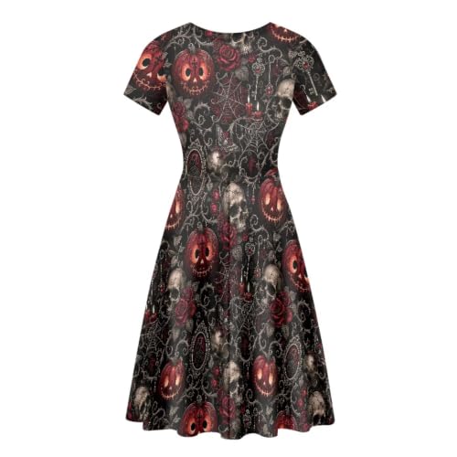 Image of Forchrinse Summer Dresses for Women Crew Neck Short Sleeve Midi Dress Casual Beach Vacation Sundress