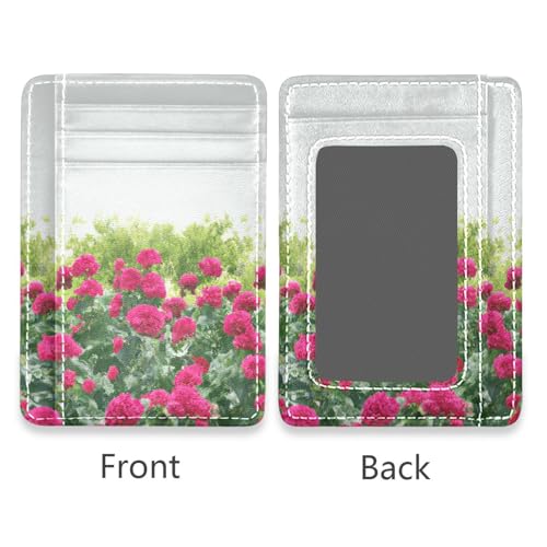 Rose Red Flowers Field Card Holder Slim Front Pocket Wallet Minimalist RFID Blocking Credit Card Case for Women Men2
