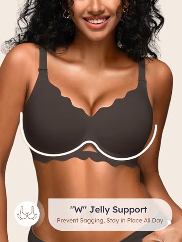 Image of Seamless Jelly Bras for Women - Wireless Gel Bra No Underwire with Support Full Coverage Comfort T-Shirt Bralette