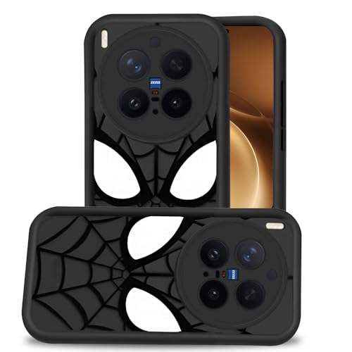 Image of AESTMO Back Case Cover for Vivo X300 Pro 5G Cover | Spidey Face Mask Design | Silicone Case | Full Body Protection | Camera Protection Back Cover for Vivo X300 Pro 5G (Black)