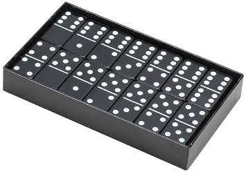 CHH Black Double 6 Jumbo Size Domino Tiles in Snap Vinyl Case